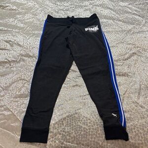 Victoria's Secret Black Joggers with Blue Stripes
